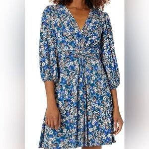 VINCE CAMUTO Floral Blue Dress Sz 14